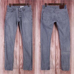Gustin Mens Size 35 California Raw Selvedge Gray Wash Slim Fit Denim Jeans